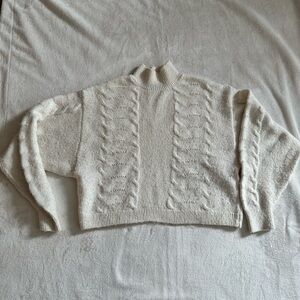 Vici Cream Cable Knit Turtleneck Sweater